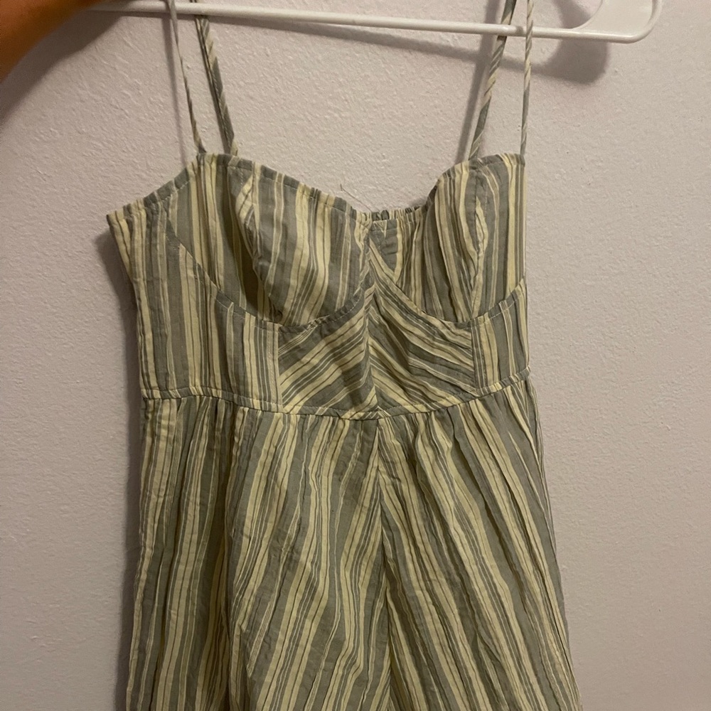 blue and white striped urban romper